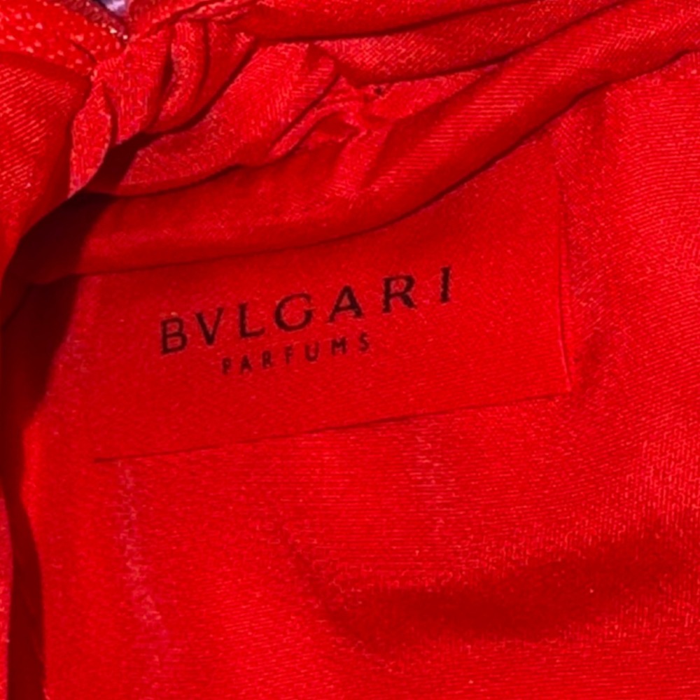 Bvlgari Parfums Cosmetic Makeup Bag Red Purple Embroidered Zip Travel Pouch - Picture 5 of 5